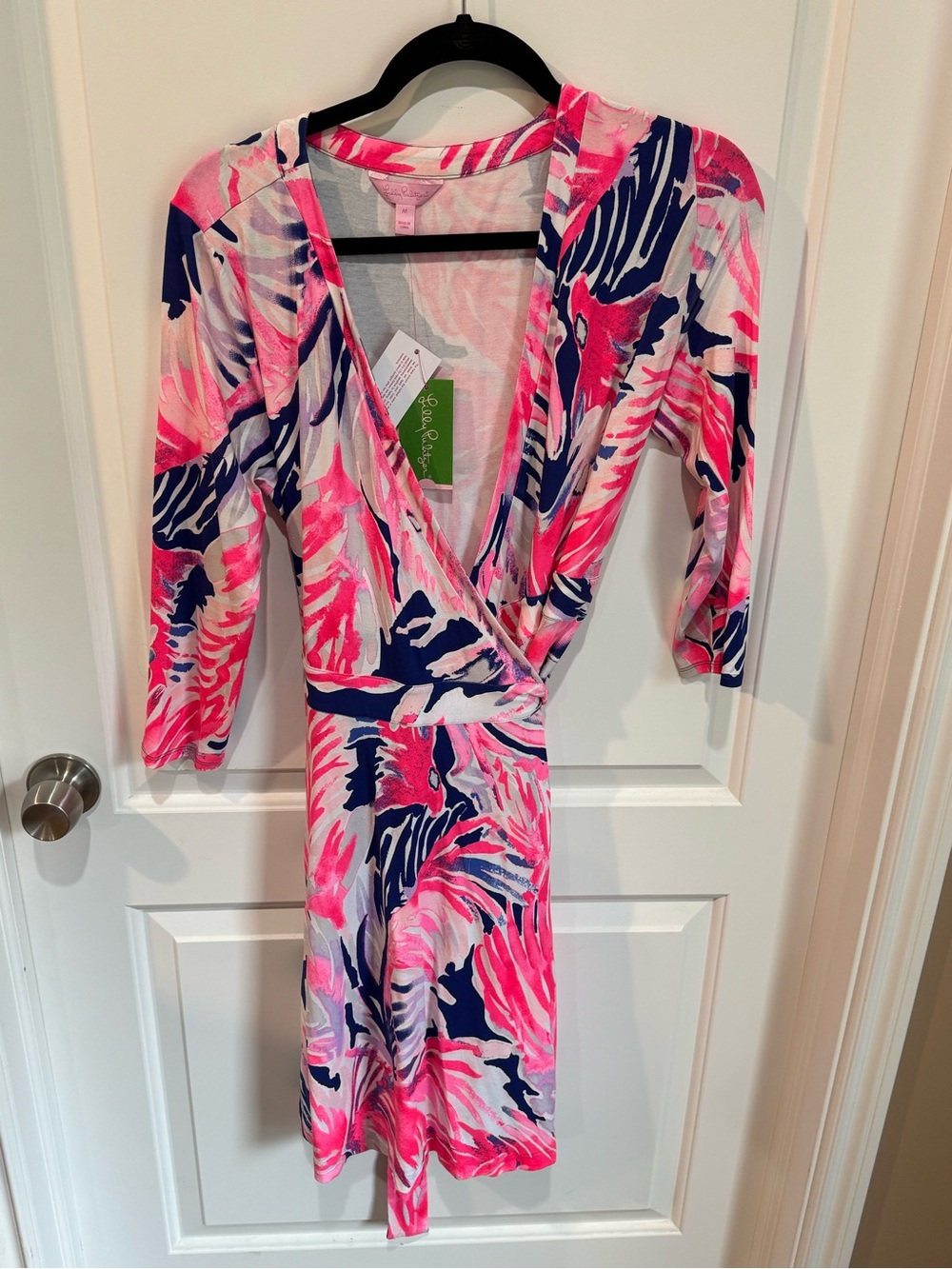 Lilly Pulitzer Pink & Navy Printed Wrap Dress